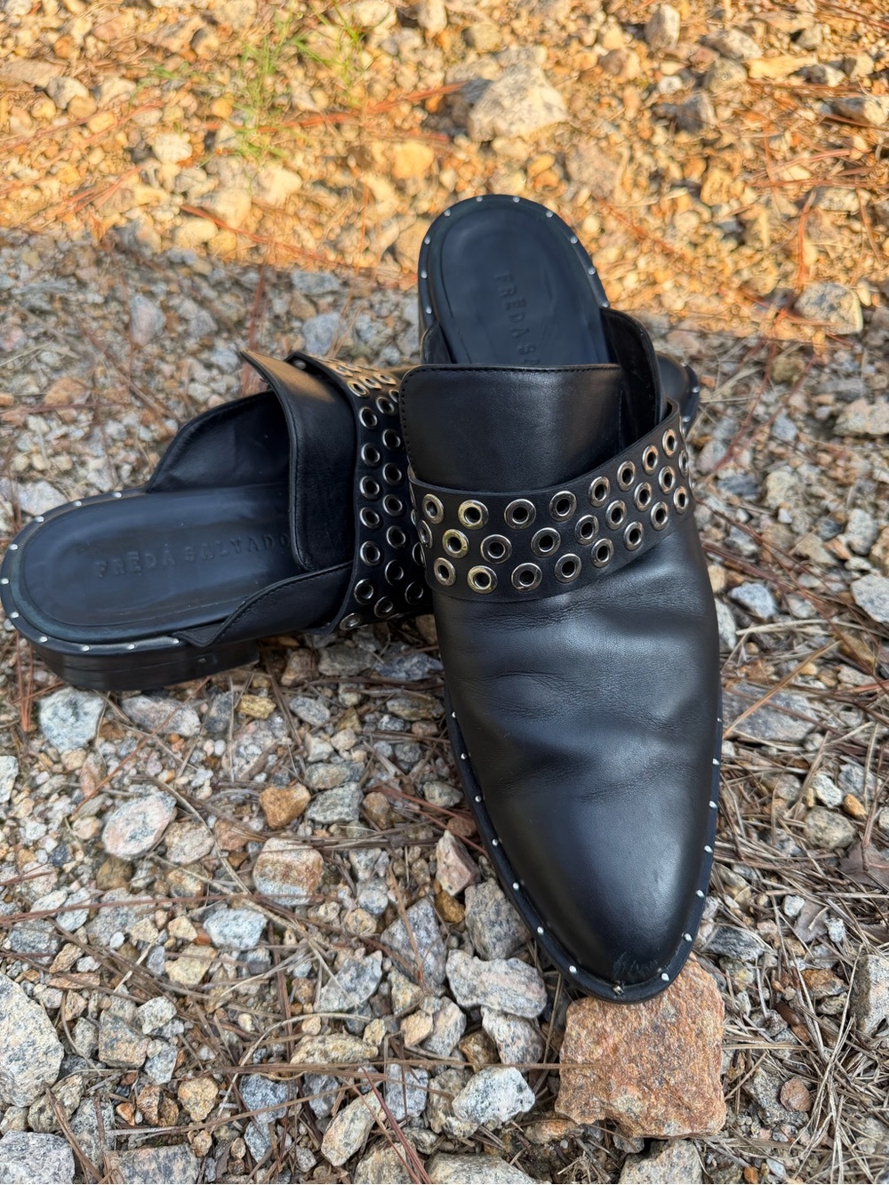 Freda Salvador KEEN Calf Leather Grommet Mules